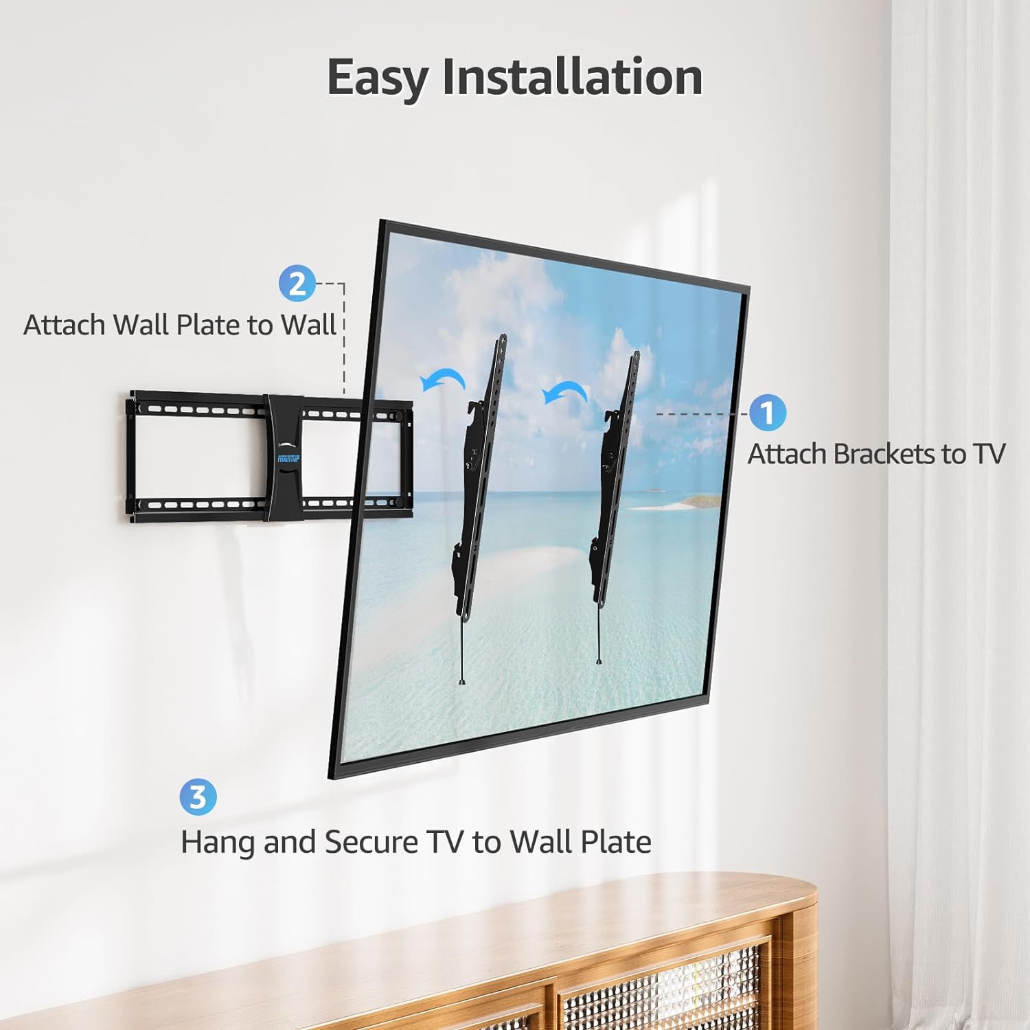 MOUNTUP Soporte de pared para TV con certificación UL, soporte de TV inclinable...