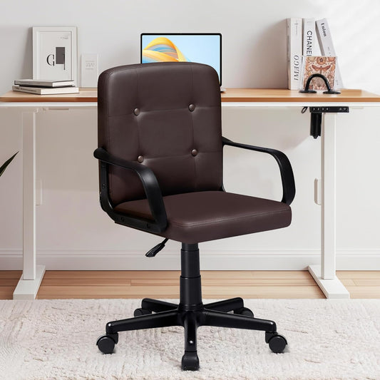VECELO Silla de escritorio para oficina en casa con reposabrazos, respaldo...