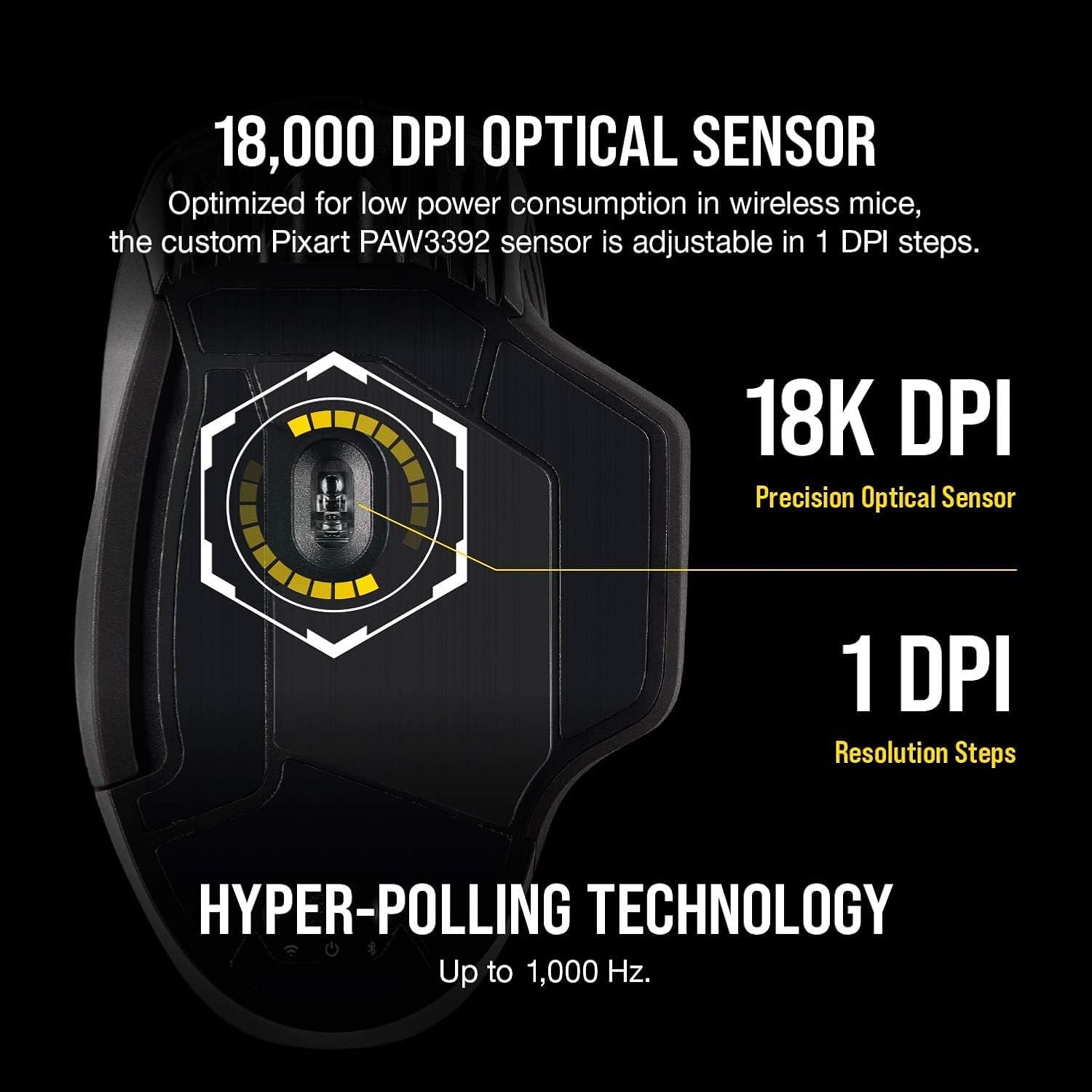Corsair Dark Core RGB Pro, ratón óptico inalámbrico FPSMOBA para juegos con...