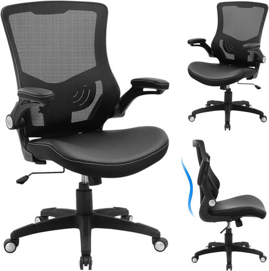 Silla de oficina ergonómica, silla de escritorio de piel sintética para...