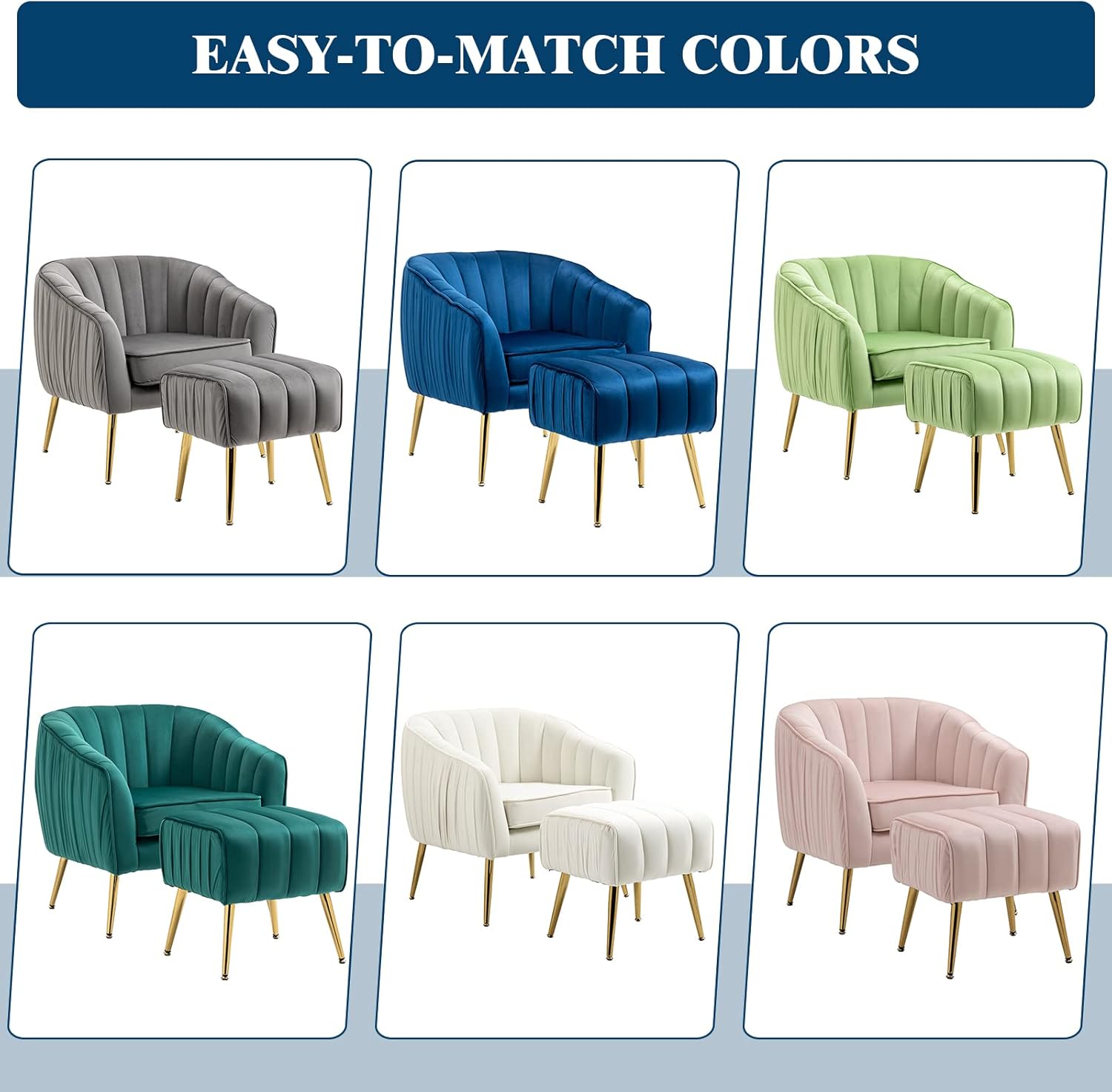 LETESA Silla decorativa moderna, otomana con brazo de barril con juego otomano...