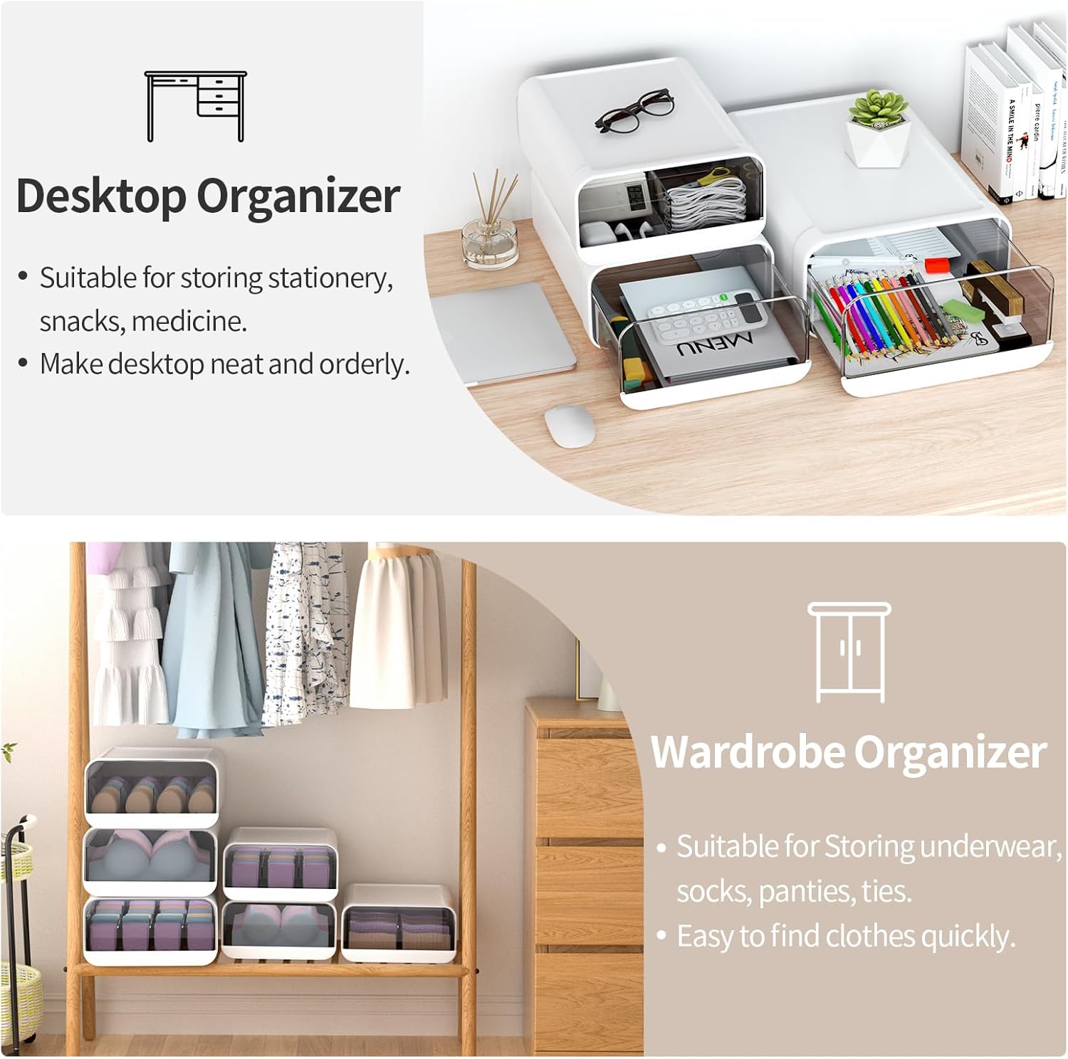 Cajón organizador de ropa interior, cajón de almacenamiento de ropa interior de...