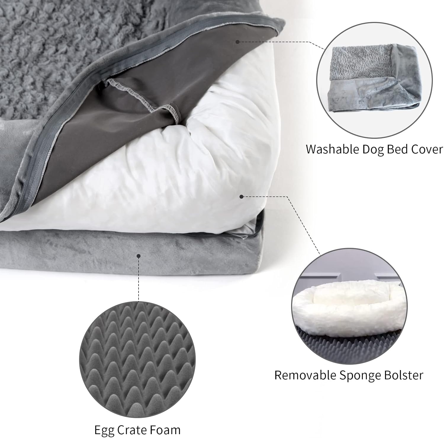 Cama para perro XL, cama ortopédica lavable para perro con funda extraíble,...