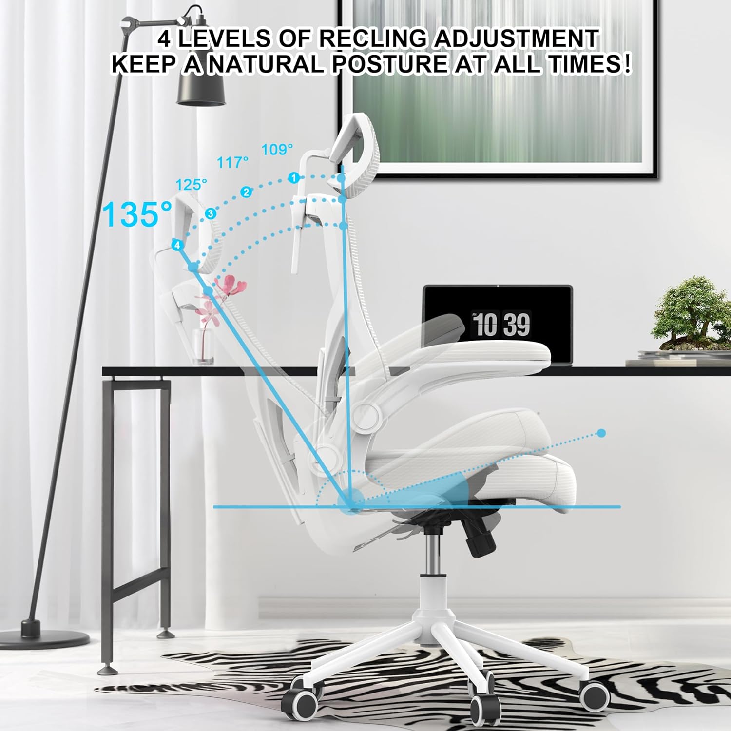 Silla de oficina en casa, silla de escritorio ergonómica y cómoda, silla de...