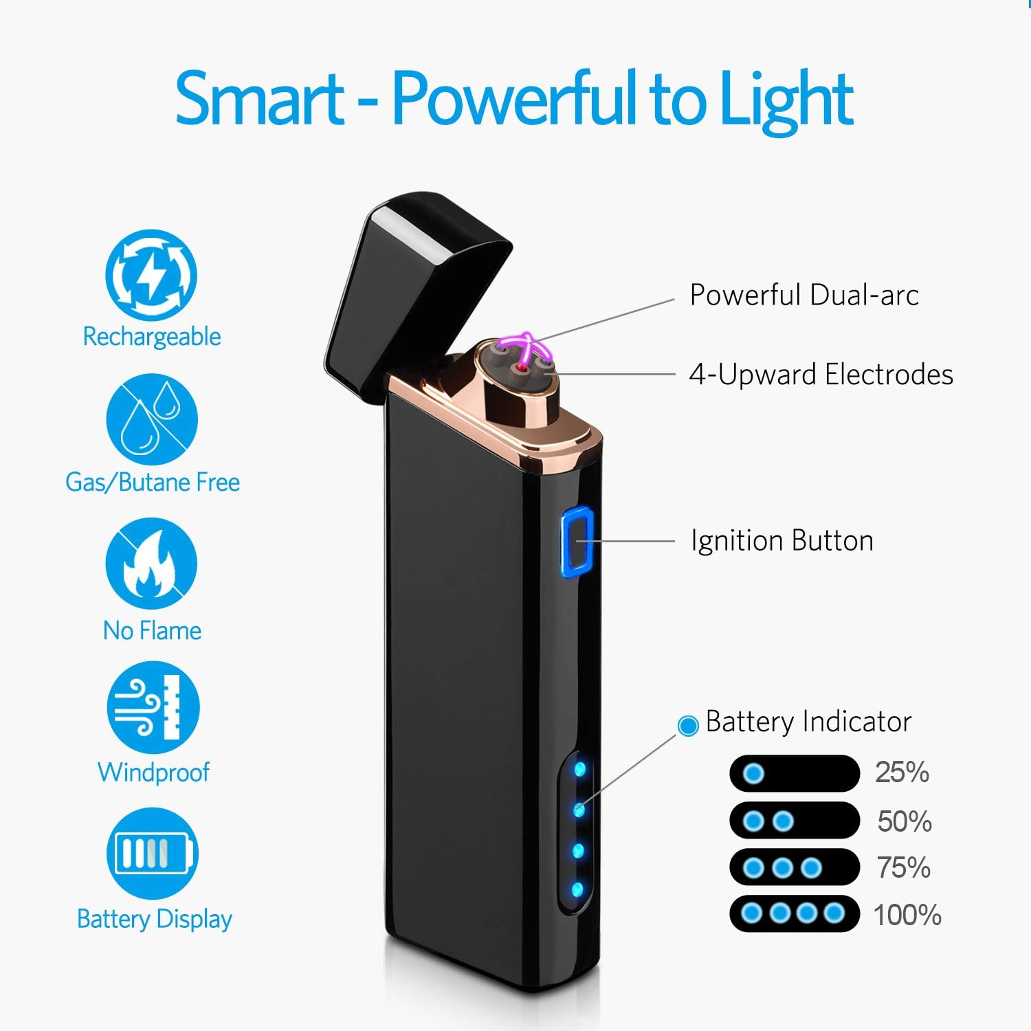 Encendedor eléctrico, encendedor de arco eléctrico, recargable por USB,...