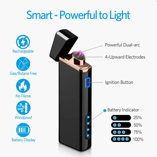 Encendedor eléctrico, encendedor de arco eléctrico, recargable por USB,...
