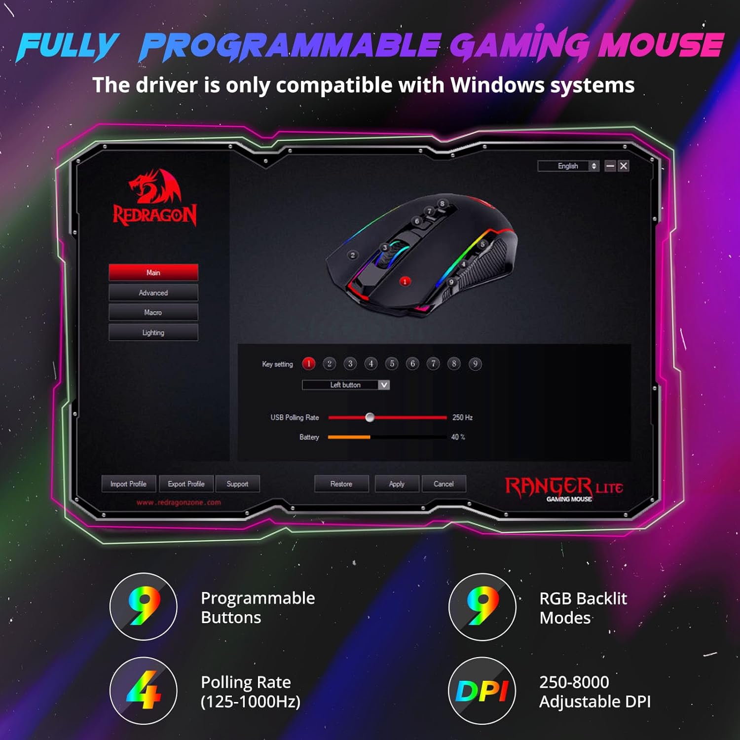 Redragon Mouse para juegos, mouse inalámbrico para juegos con 8000 DPI, ratones...