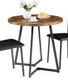 Mesa de cocina redonda con 2 sillas tapizadas, juegos de comedor de madera de 3