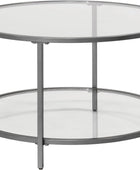 SD STUDIO DESIGNS Camber Elite Mesa de centro redonda de metal y vidrio, 28...