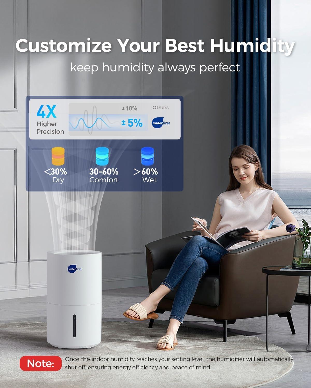 Humidificador evaporativo, humidificador de humedad fría de 4 litros y