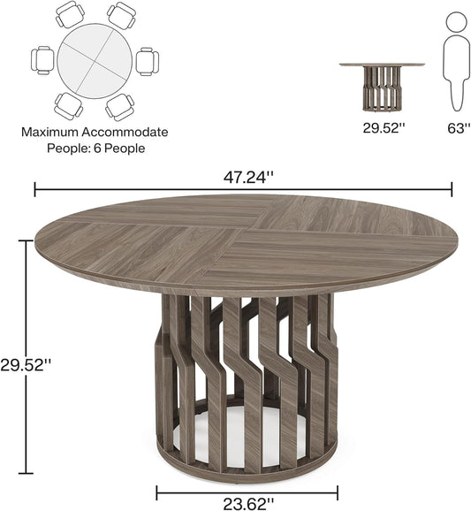 Mesa de comedor redonda de 47 pulgadas, mesa de cocina de madera para 4-6