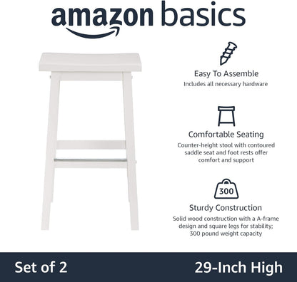 Tienda Basics Taburete de madera maciza para encimera de cocina, 29 pulgadas de