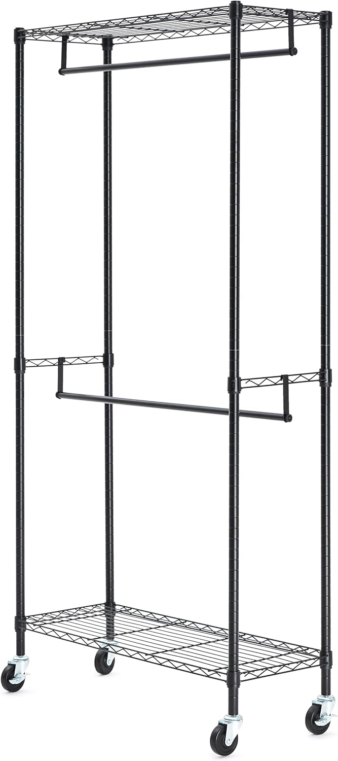 Tienda Basics WI-GAR1436B - Estante organizador de armario con ruedas,...