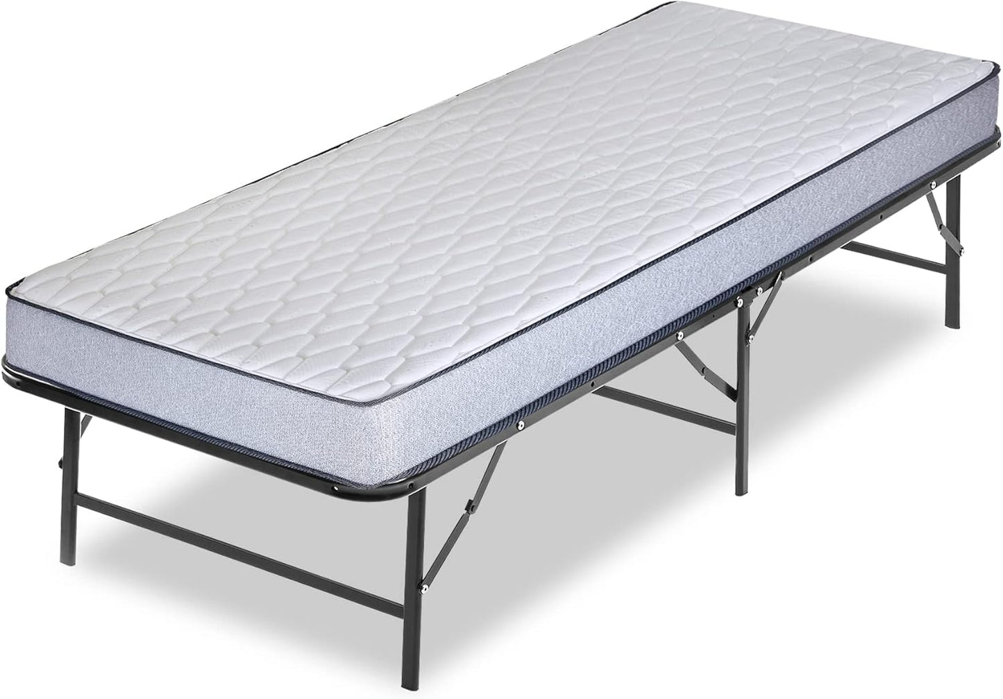 Base de cama Quickbase de metal de 14 pulgadas con colchón de espuma de alta...