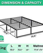 Base de cama de plataforma tamaño King de 14 pulgadas de alto, no necesita