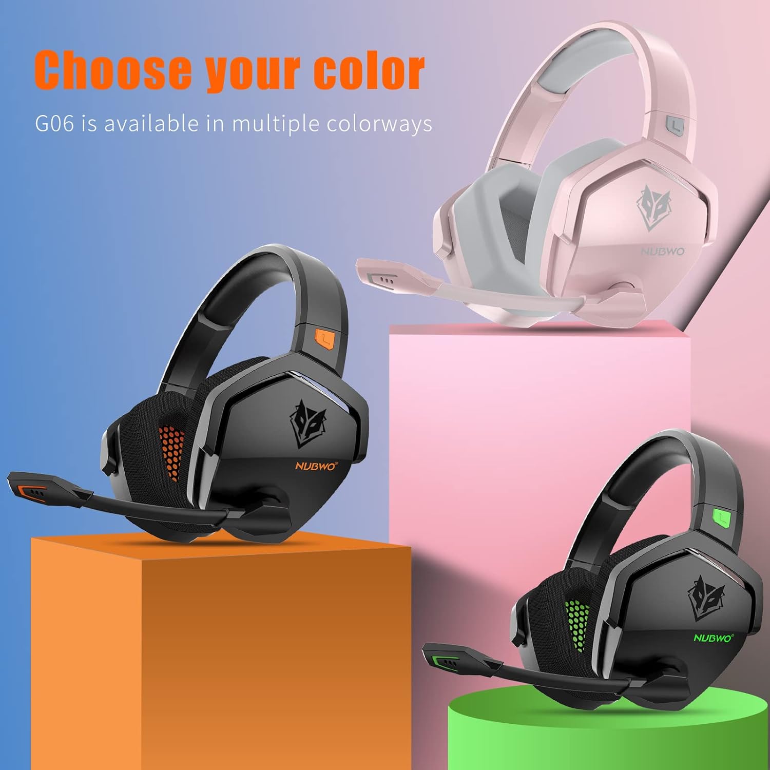 NUBWO G06 - Audífonos inalámbricos para videojuegos con micrófono para PS5,...