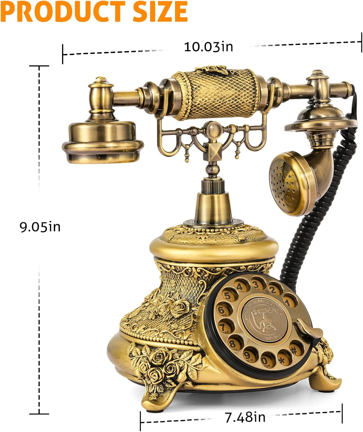WICHEMI Teléfono vintage retro giratorio teléfono fijo antiguo teléfono antiguo...