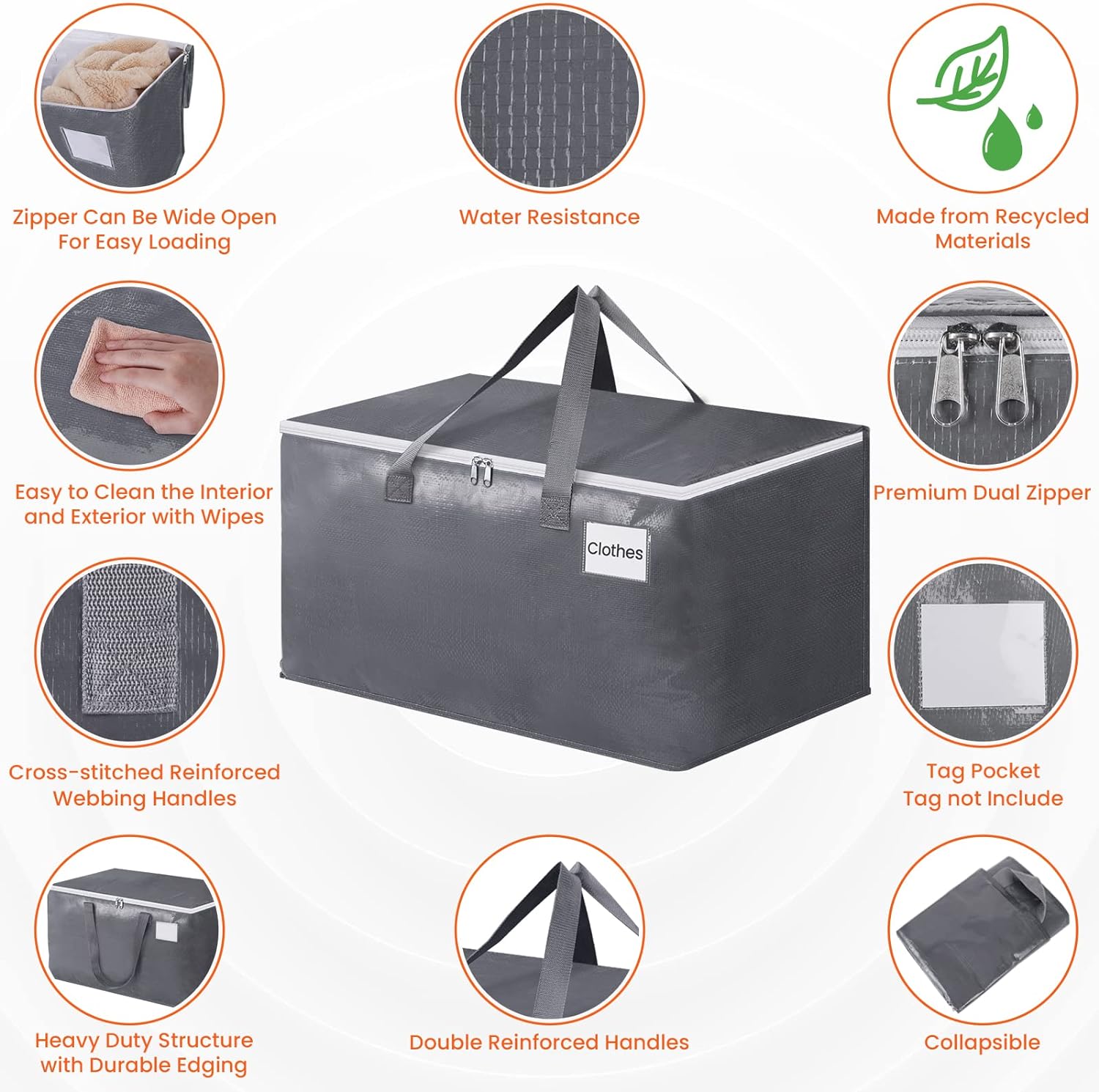 BlissTotes Cajas de mudanza grandes y con cremalleras y asas, suministros de