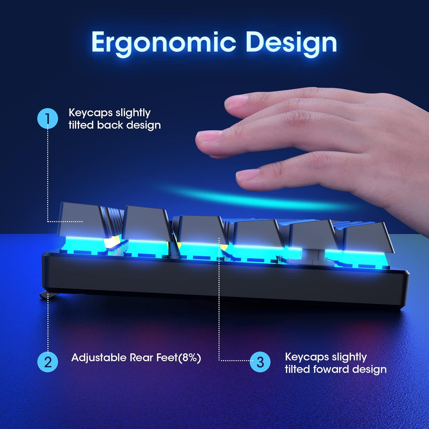 RisoPhy Teclado mecánico para juegos, RGB de 104 teclas ultradelgado con...