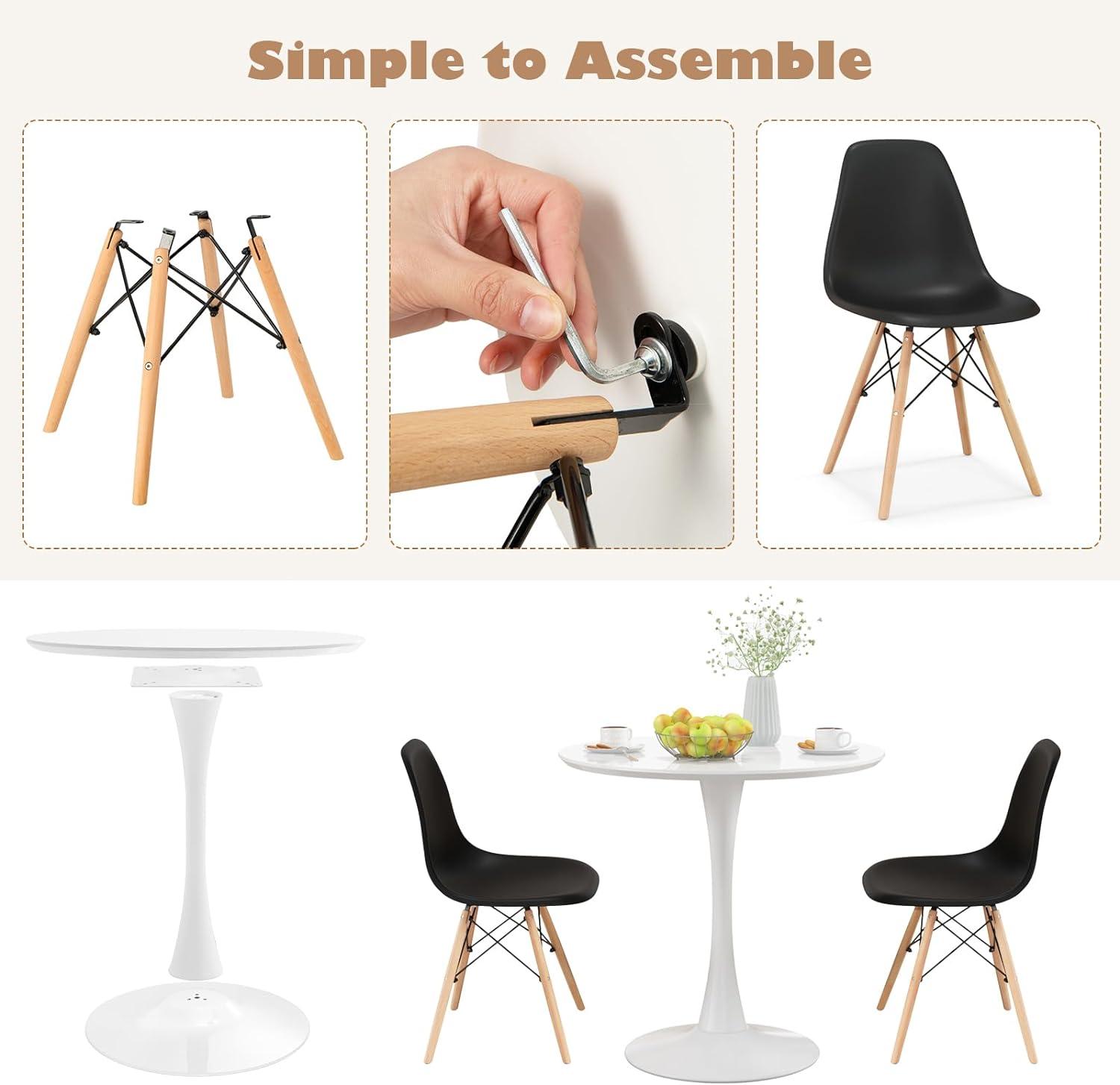 Juego de mesa de comedor de 5 piezas para 4, juego de mesa de comedor compacto