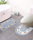 ABREEZE Juego de 2 alfombras de baño con diseño floral de rosas, tapete de...
