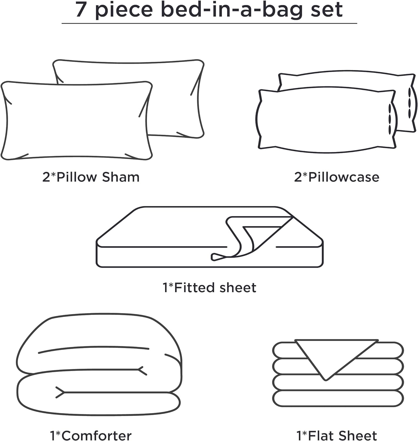 Bedsure Bed in a Bag - Juego de edredón de 7 piezas, para todas las estaciones,...