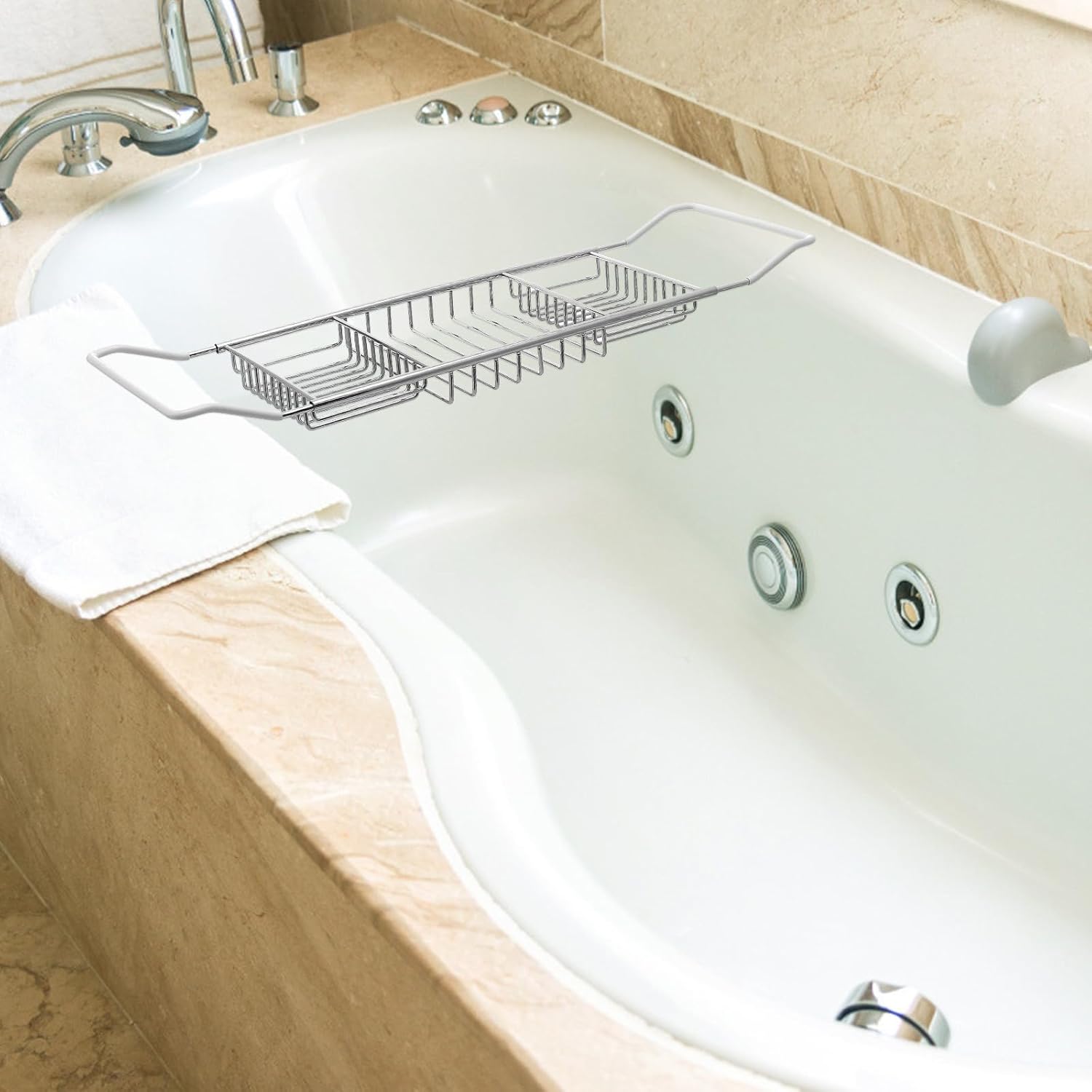 Bandeja de bañera expandible para bañera Bandeja de bañera de acero inoxidable...