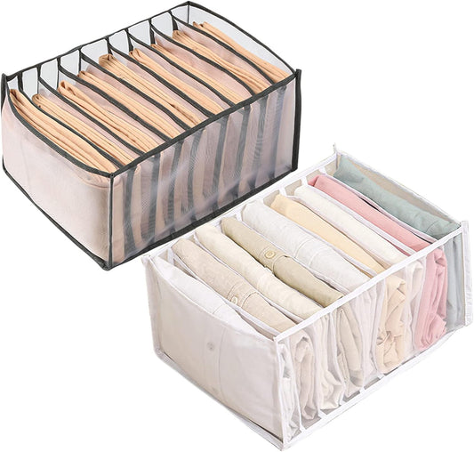 KesaPlan 2Pcs Wardrobe Clothes Organizer, 9Grids Visible Foldable Closet...