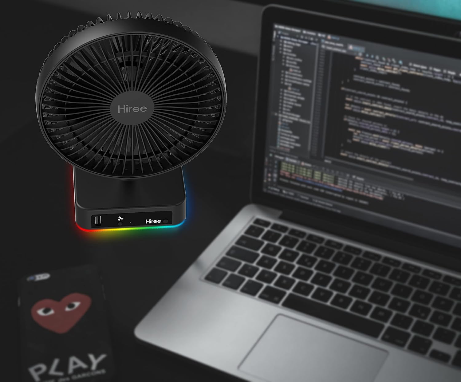 Ventilador de escritorio con puerto de carga USB, ventilador de mesa de...