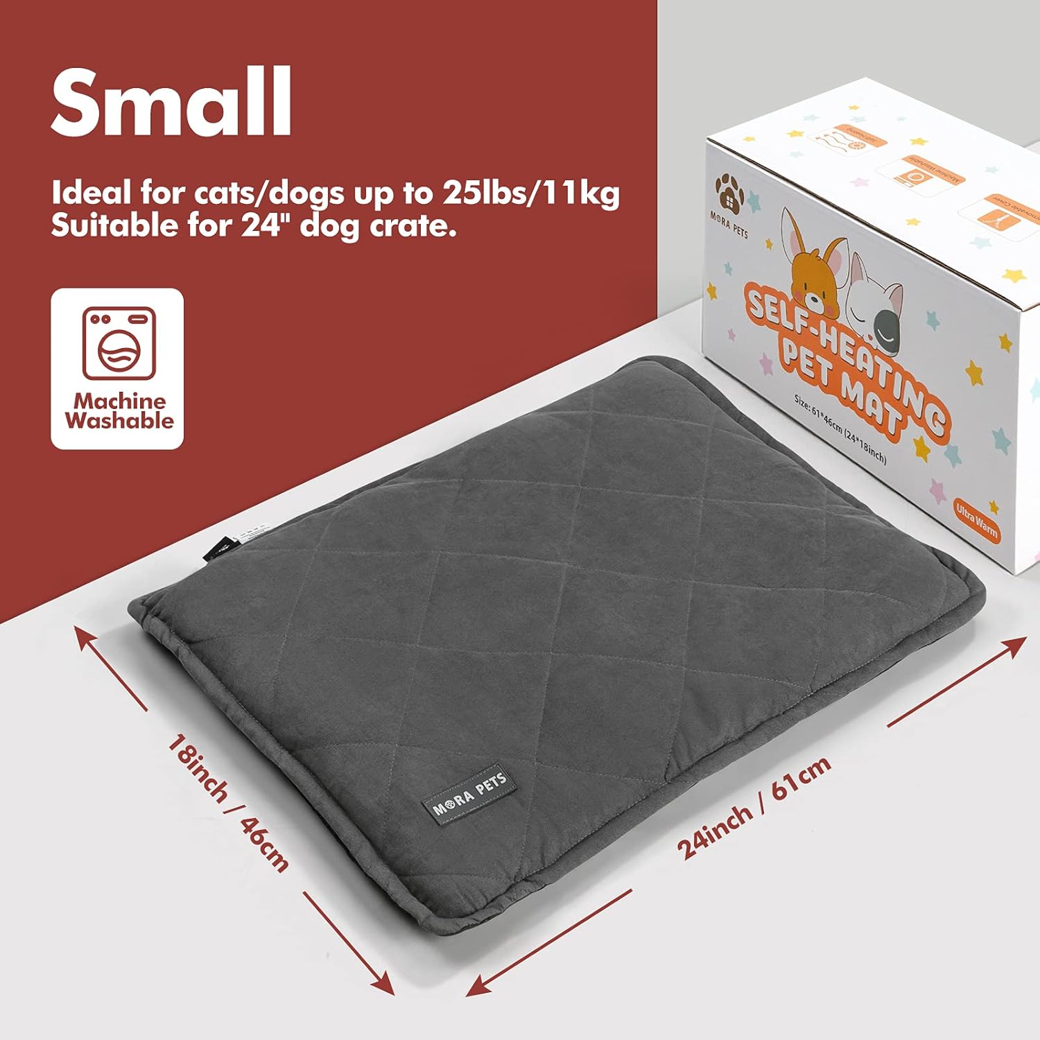 Mora Pets Cama autocalentable para gatos, alfombrilla térmica ultra cálida para...