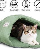 PD50082 - Saco de dormir para gatos, cama de tela de lino, nido de hojas de...