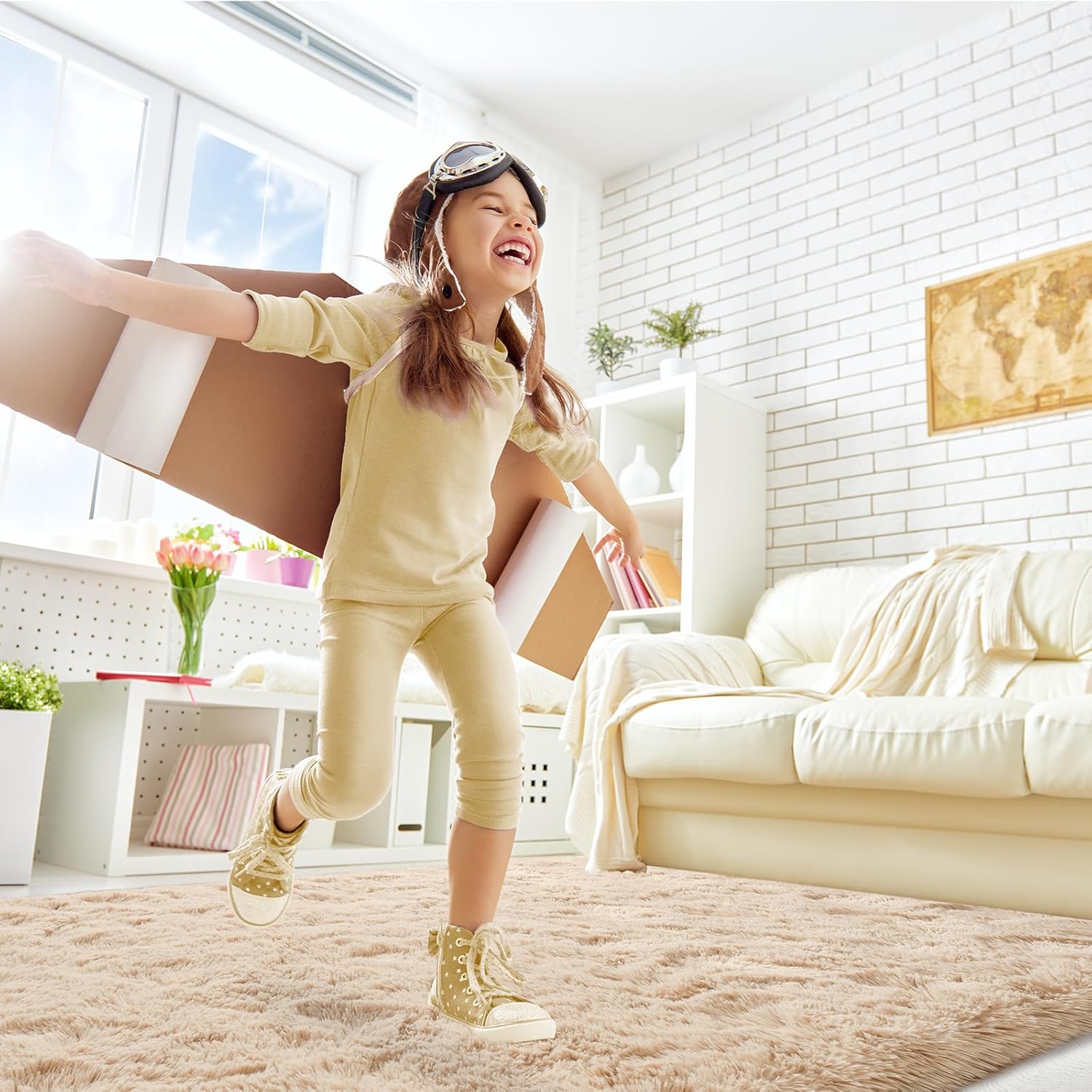 Toneed - Alfombra suave y moderna para dormitorio de niños y niñas, dormitorio...