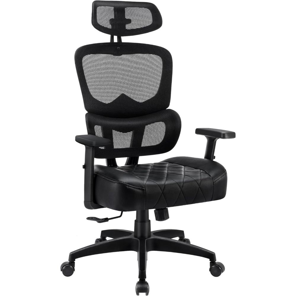 Silla de oficina VECELO Negro giratoria ergonómica