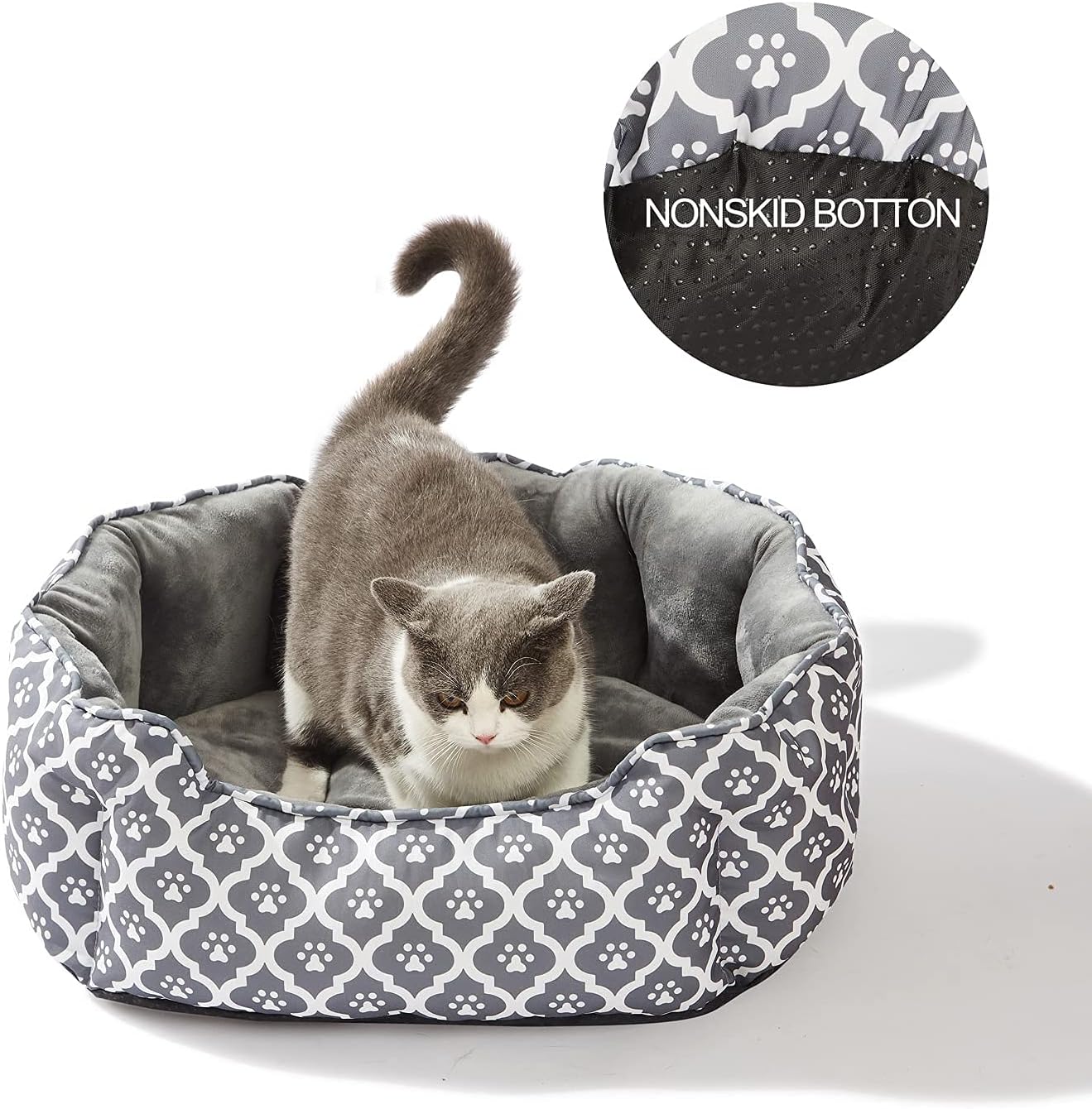 LUCKITTY Cama para gatos, terciopelo suave y cojín Oxford impermeable de dos...