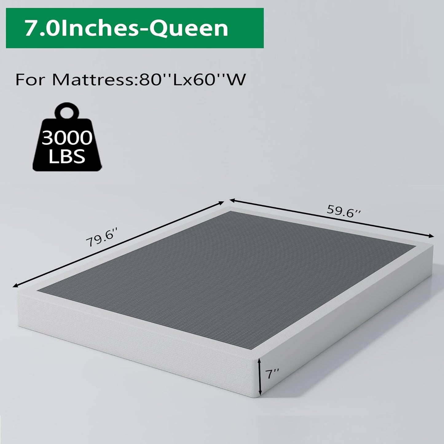 Base de colchón de metal resistente de 7 pulgadas, capacidad máxima de peso de