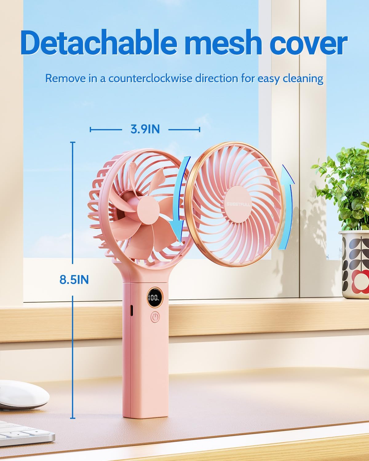 SWEETFULL Ventilador de mano, ventilador portátil, batería recargable de 5000...