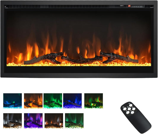 ORALNER Inserto de chimenea eléctrica de 36 pulgadas de ancho, empotrado y...
