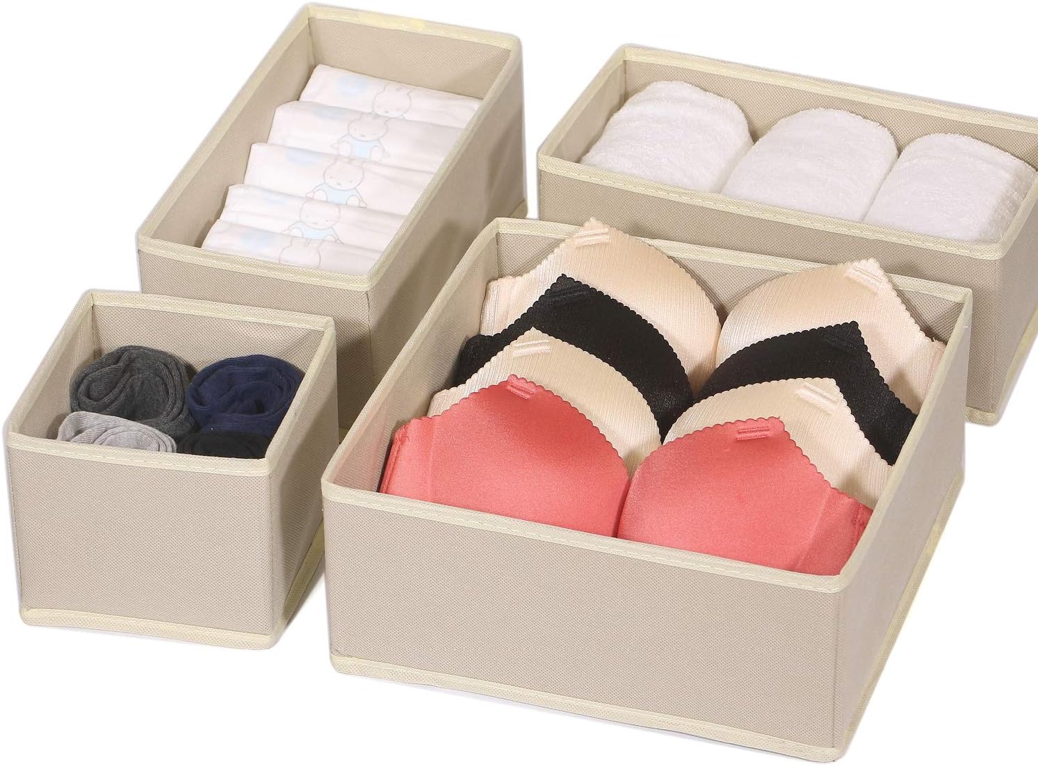 DIOMMELL Paquete de 9 cajas de almacenamiento de tela plegables para armario,...