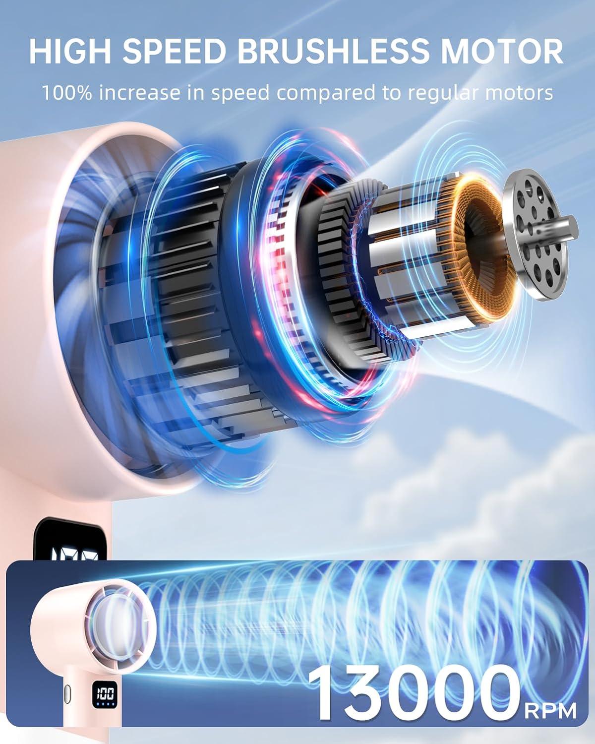Ventilador de mano portátil, ventilador turbo de alta velocidad, polvo de aire,