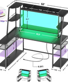 armocity Escritorio para juegos en forma de L de 63 pulgadas con luces LED y...