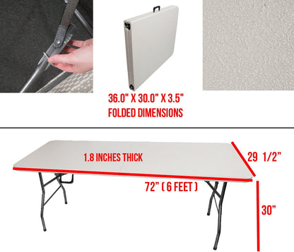 SOURCEONE.ORG Mesa plegable de alta calidad, portátil, 6 pies de largo, peso