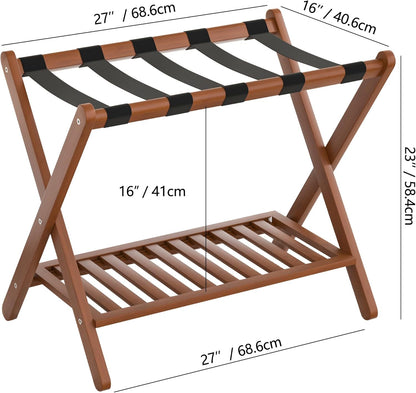 Portaequipajes plegable de bambú con estante de almacenamiento para habitación