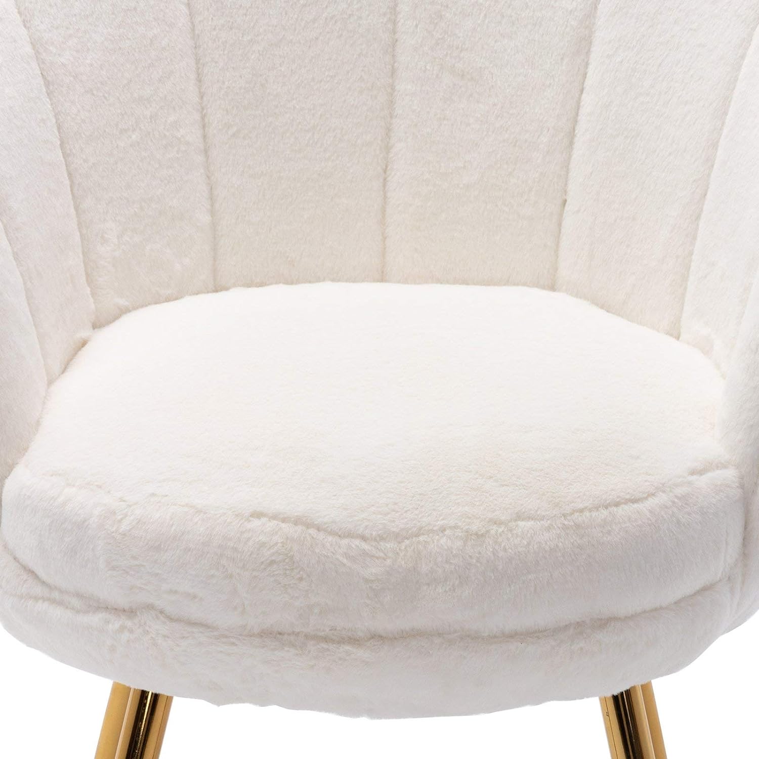 Silla tapizada de piel sintética de felpa, cómoda silla de concha marina de