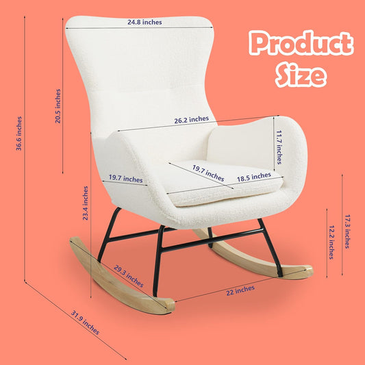 PrimeZone Cómoda mecedora para cuarto de bebé, silla deslizante con respaldo...