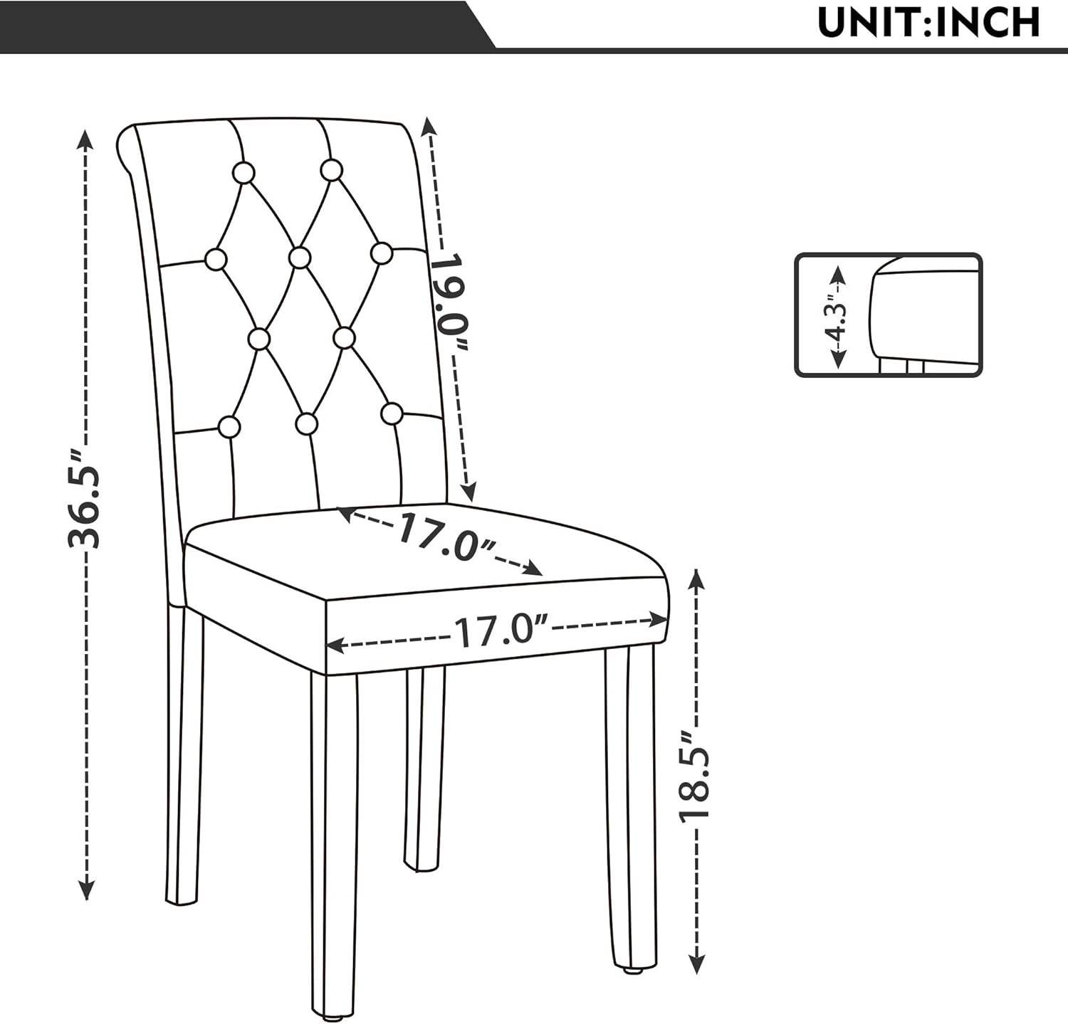 LSSBOUGHT Juego de 4 sillas de comedor con botones copetudos, sillas de cocina...