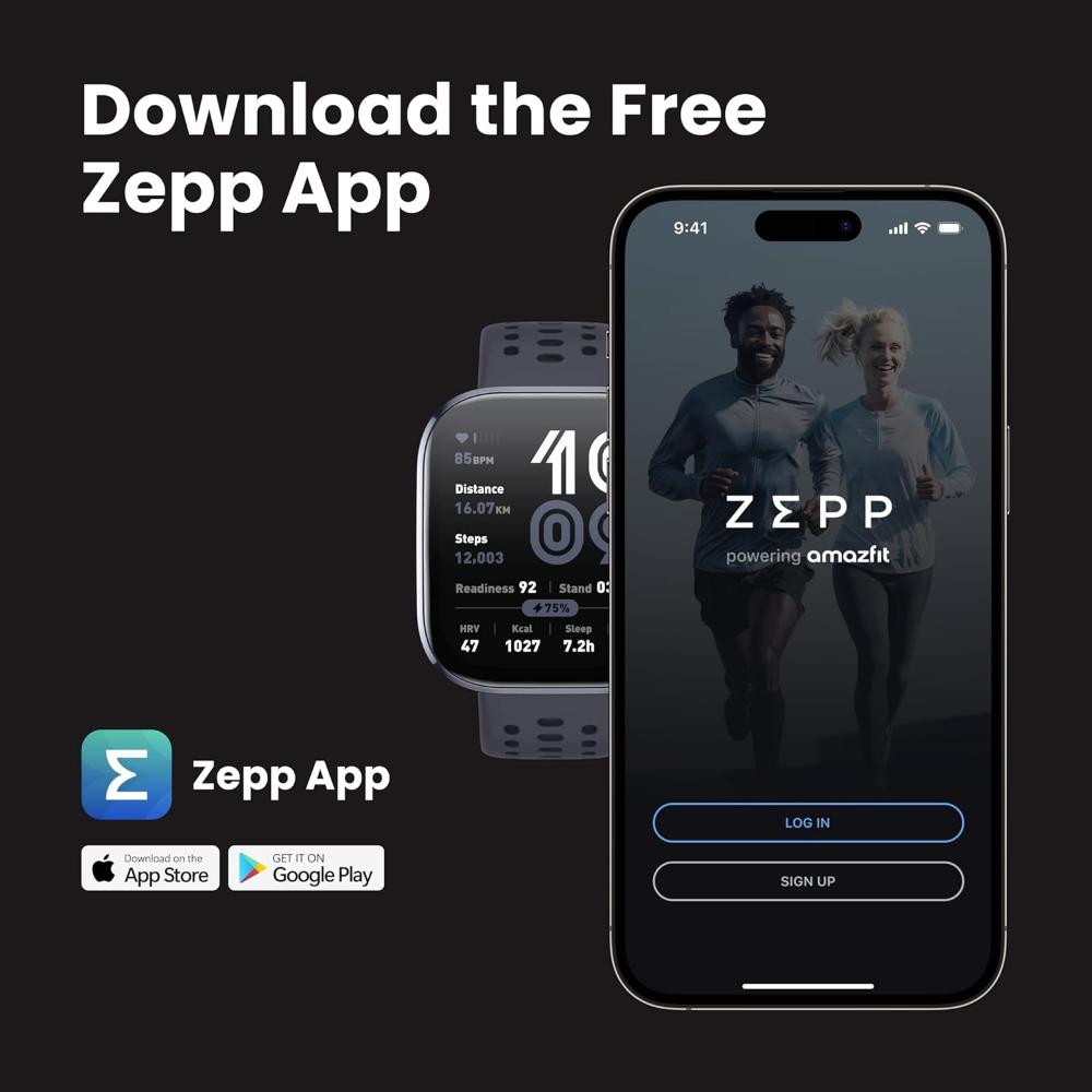 Reloj inteligente de pantalla AMOLED de 1.97 pulgadas, sistema operativo Zepp OS