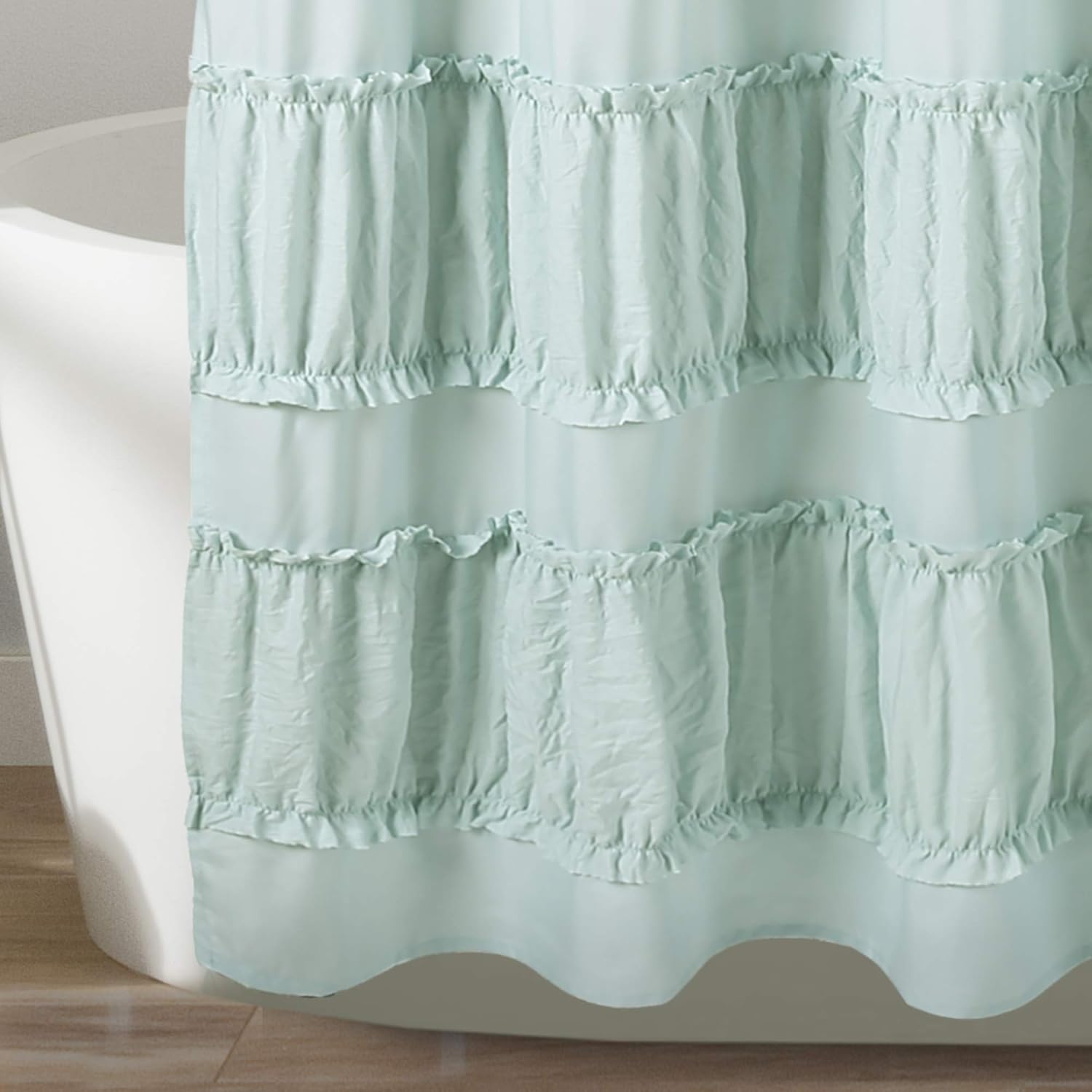 Lush Decor, Cortina de ducha con volantes Nova azul de 72 x 72 pulgadas