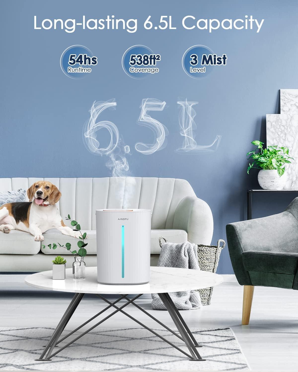 Humidificadores mejorados de 6.5L para habitaciones grandes, humidificadores