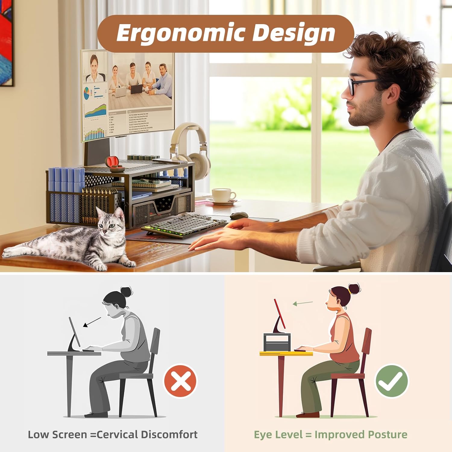 Simple Trending Soporte de monitor de metal de 2 niveles para monitor y...