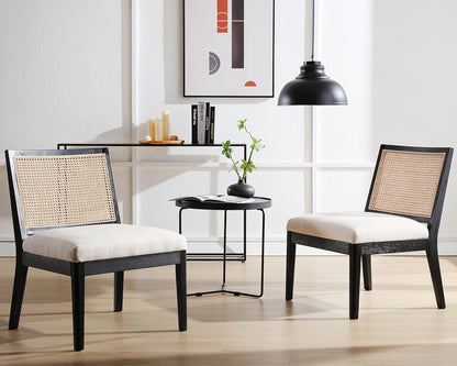 Silla decorativa moderna de ratán estilo rústico de mediados de siglo, cómoda